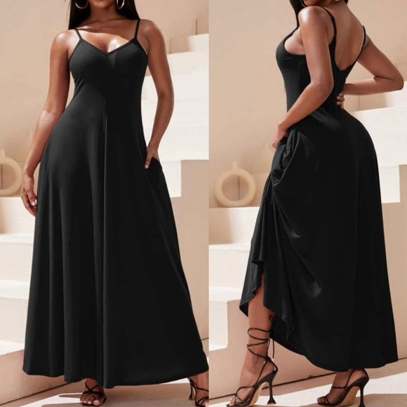 Dresses & Skirts - Black hidden pocket cami maxi dress